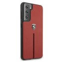 Etui Ferrari Off Track Leather Nylon Stripe na Samsung Galaxy S21 - czerwone