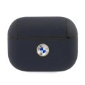 Etui BMW Genuine Leather Silver Logo na AirPods Pro - granatowe
