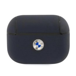 Etui BMW Genuine Leather Silver Logo na AirPods Pro - granatowe