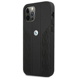 Etui BMW Leather Curve Perforate na iPhone 12 Pro Max - czarne