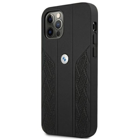 Etui BMW Leather Curve Perforate na iPhone 12 Pro Max - czarne
