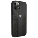 Etui BMW Leather Curve Perforate na iPhone 12 Pro Max - czarne