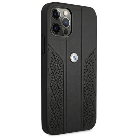 Etui BMW Leather Curve Perforate na iPhone 12 Pro Max - czarne