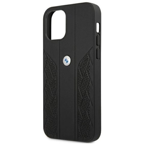 Etui BMW Leather Curve Perforate na iPhone 12 Pro Max - czarne
