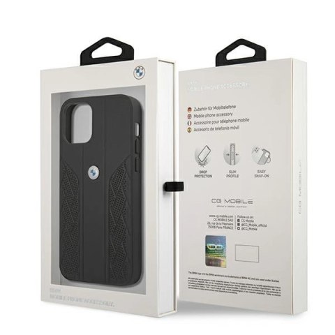 Etui BMW Leather Curve Perforate na iPhone 12 Pro Max - czarne
