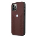 Etui BMW Leather Curve Perforate na iPhone 12 Pro Max - czerwone
