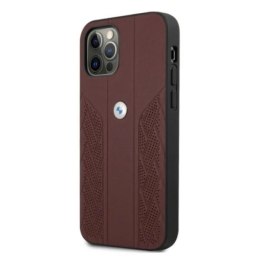 Etui BMW Leather Curve Perforate na iPhone 12 Pro Max - czerwone