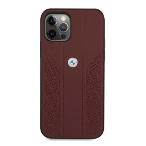 Etui BMW Leather Curve Perforate na iPhone 12 Pro Max - czerwone