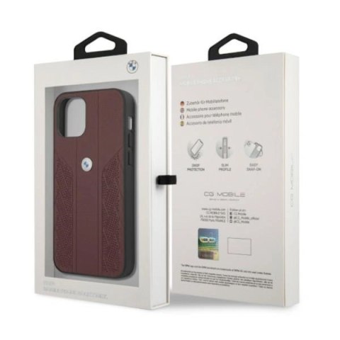 Etui BMW Leather Curve Perforate na iPhone 12 Pro Max - czerwone
