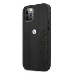 Etui BMW Leather Curve Perforate na iPhone 12 / iPhone 12 Pro - czarne