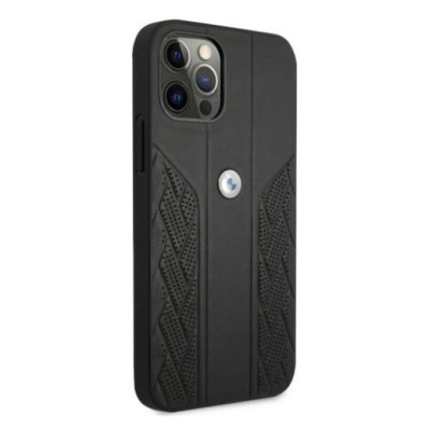 Etui BMW Leather Curve Perforate na iPhone 12 / iPhone 12 Pro - czarne