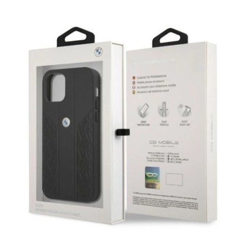 Etui BMW Leather Curve Perforate na iPhone 12 / iPhone 12 Pro - czarne