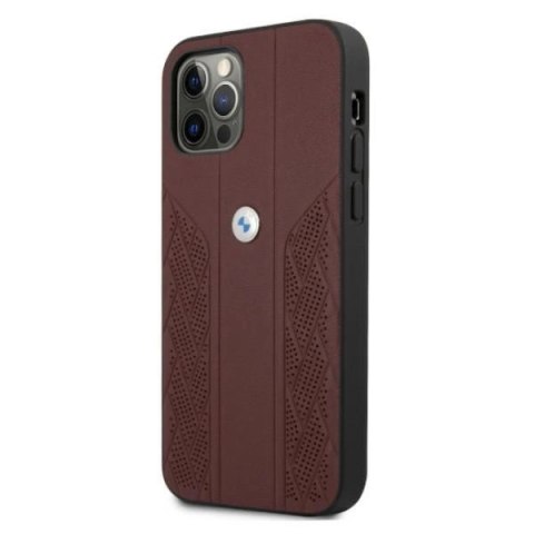 Etui BMW Leather Curve Perforate na iPhone 12 / iPhone 12 Pro - czerwone