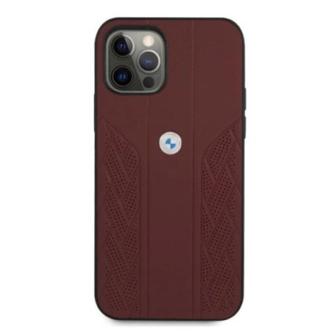 Etui BMW Leather Curve Perforate na iPhone 12 / iPhone 12 Pro - czerwone
