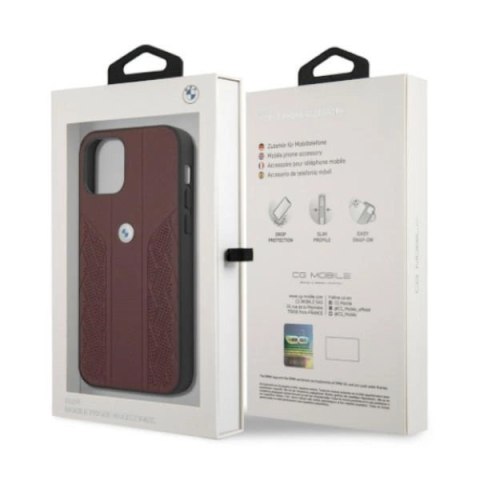 Etui BMW Leather Curve Perforate na iPhone 12 / iPhone 12 Pro - czerwone