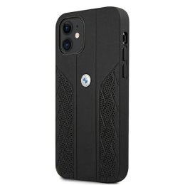 Etui BMW Leather Curve Perforate na iPhone 12 mini - czarne