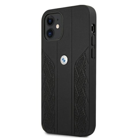 Etui BMW Leather Curve Perforate na iPhone 12 mini - czarne