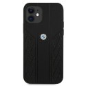 Etui BMW Leather Curve Perforate na iPhone 12 mini - czarne