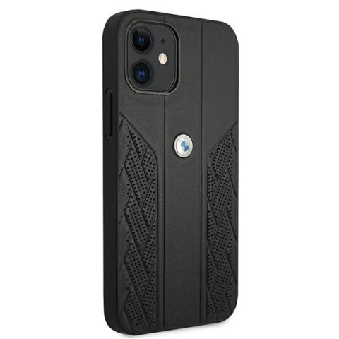 Etui BMW Leather Curve Perforate na iPhone 12 mini - czarne