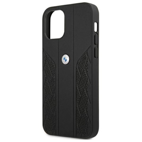 Etui BMW Leather Curve Perforate na iPhone 12 mini - czarne