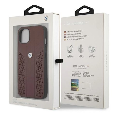 Etui BMW Leather Curve Perforate na iPhone 13 - czerwone
