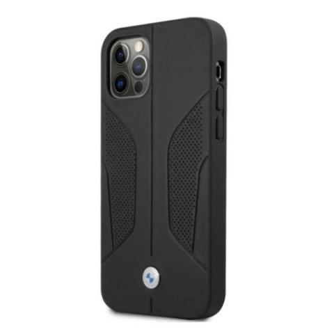 Etui BMW Leather Perforate Sides na iPhone 12 Pro Max - czarne
