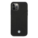 Etui BMW Leather Perforate Sides na iPhone 12 Pro Max - czarne