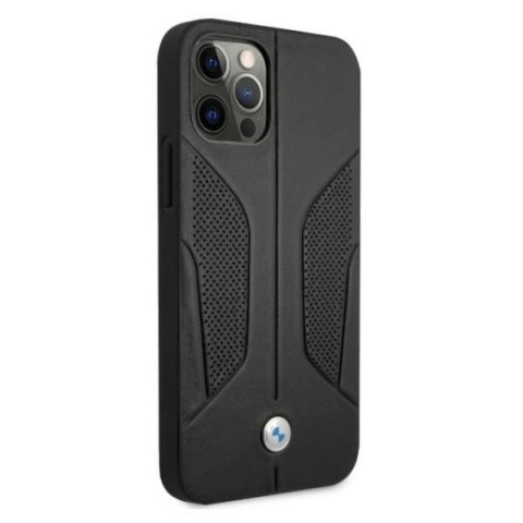 Etui BMW Leather Perforate Sides na iPhone 12 Pro Max - czarne