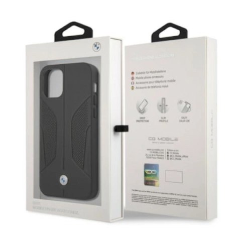 Etui BMW Leather Perforate Sides na iPhone 12 Pro Max - czarne