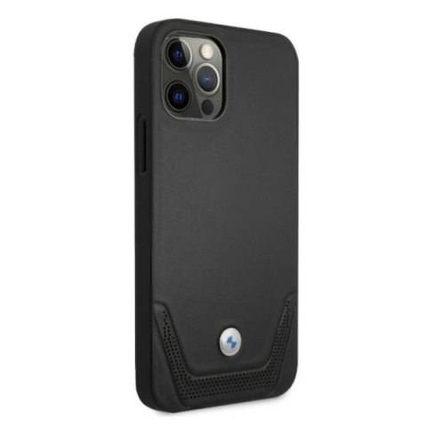 Etui BMW Leather Perforate na iPhone 12 Pro Max - czarne