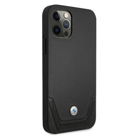 Etui BMW Leather Perforate na iPhone 12 / iPhone 12 Pro - czarne