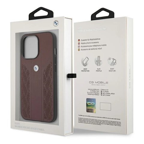 Etui BMW Leather Curve Perforate na iPhone 13 Pro / iPhone 13 - czerwone