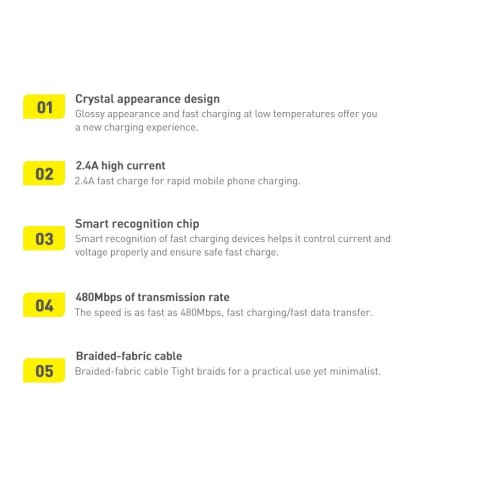 Baseus Crystal Shine Series kabel przewód USB do szybkiego ładowania i transferu danych USB Typ A - Lightning 2,4A 1,2m czarny (