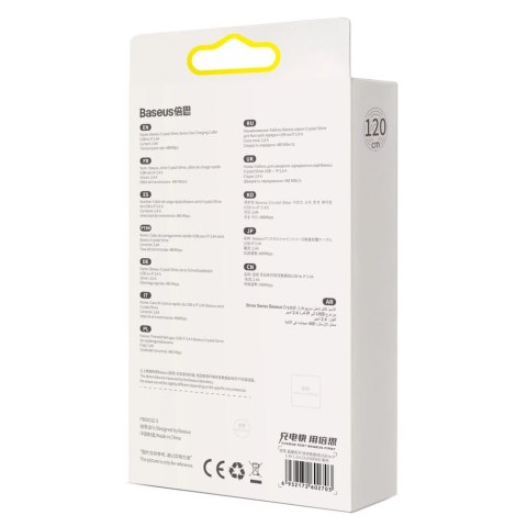 Baseus Crystal Shine Series kabel przewód USB do szybkiego ładowania i transferu danych USB Typ A - Lightning 2,4A 1,2m fioletow