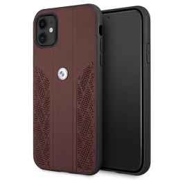 Etui BMW Leather Curve Perforate na iPhone 11 / Xr - czerwone