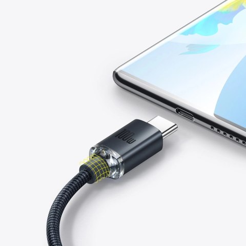 Baseus Crystal Shine Series kabel przewód USB do szybkiego ładowania i transferu danych USB Typ A - USB Typ C 100W 1,2m czarny (