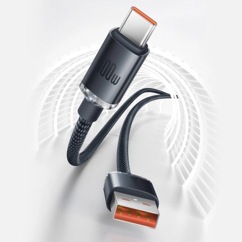 Baseus Crystal Shine Series kabel przewód USB do szybkiego ładowania i transferu danych USB Typ A - USB Typ C 100W 2m czarny (CA