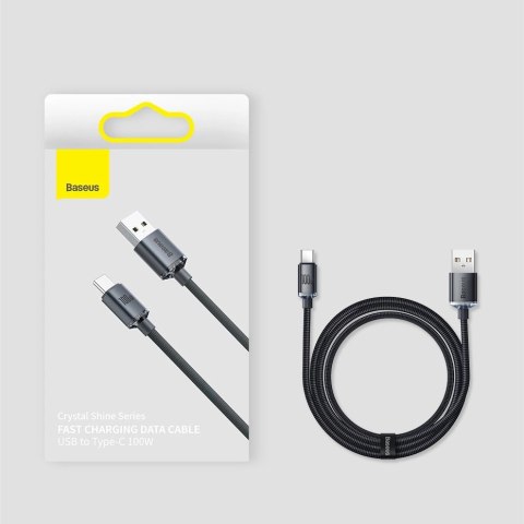 Baseus Crystal Shine Series kabel przewód USB do szybkiego ładowania i transferu danych USB Typ A - USB Typ C 100W 2m czarny (CA