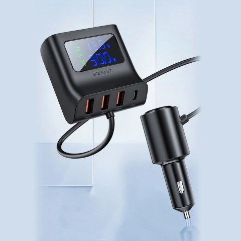 Acefast ładowarka samochodowa 90W USB Typ C / 3x USB / gniazdo zapalniczki, PPS, PD3.0, QC3.0, AFC, FCP stacja ładująca czarny (