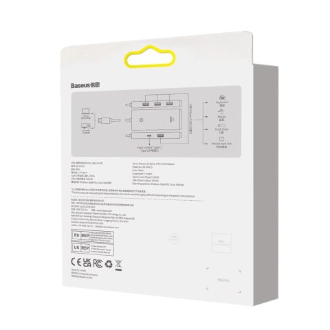 Baseus Lite Series HUB adapter USB-A do 4xUSB-A 3.0 5Gb/s czarny (WKQX030101)