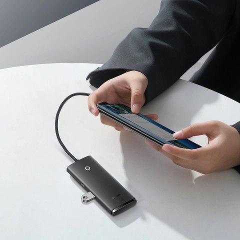 Baseus Lite Series przejściówka HUB USB Typ C - 4x USB 3.0 25cm czarny (WKQX030301)