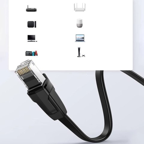 Kabel Ugreen NW102 50174 płaski sieciowy LAN Ethernet Cat. 6 2m - czarny