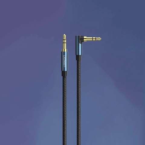 Ugreen kątowy kabel AUX 2 x mini jack 3,5 mm 1m niebieski (AV112)
