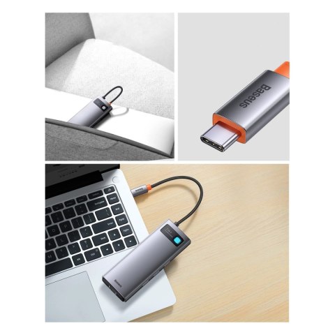 Baseus Metal Gleam Series stacja dokująca HUB 7 w 1 USB Typ C - 1 x HDMI / 1 x VGA / 3 x USB 3.2 Gen. 1 / 1 x Power Delivery / 1