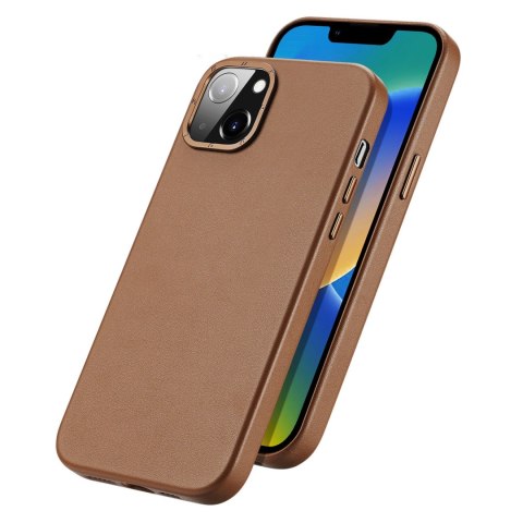Dux Ducis Grit skórzane etui do iPhone 14 Plus elegancki pokrowiec ze sztucznej skóry (kompatybilne z MagSafe) brązowy