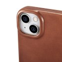 ICarer CE Oil Wax Premium Leather Folio Case skórzane etui iPhone 14 Plus z klapką magnetyczne MagSafe brązowy (AKI14220707-BN)