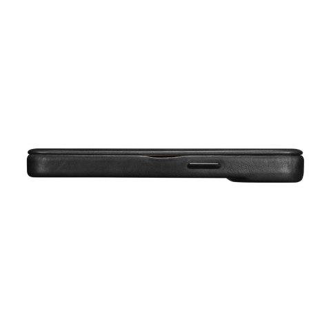 ICarer CE Oil Wax Premium Leather Folio Case skórzane etui iPhone 14 Plus z klapką magnetyczne MagSafe czarny (AKI14220707-BK)