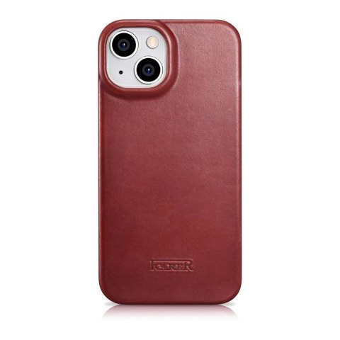 ICarer CE Oil Wax Premium Leather Folio Case skórzane etui iPhone 14 Plus z klapką magnetyczne MagSafe czerwony (AKI14220707-RD)