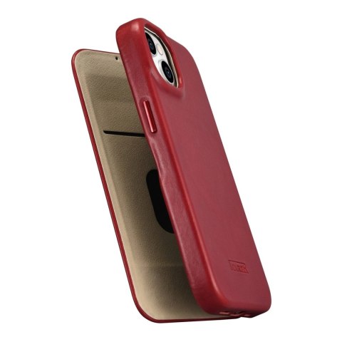 ICarer CE Oil Wax Premium Leather Folio Case skórzane etui iPhone 14 Plus z klapką magnetyczne MagSafe czerwony (AKI14220707-RD)