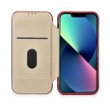 ICarer CE Oil Wax Premium Leather Folio Case skórzane etui iPhone 14 Plus z klapką magnetyczne MagSafe czerwony (AKI14220707-RD)